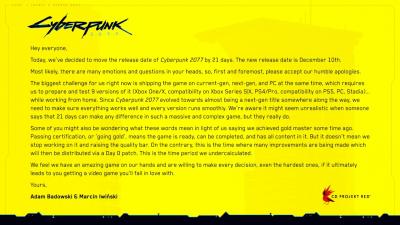 Выход Cyberpunk 2077 перенесли на декабрь